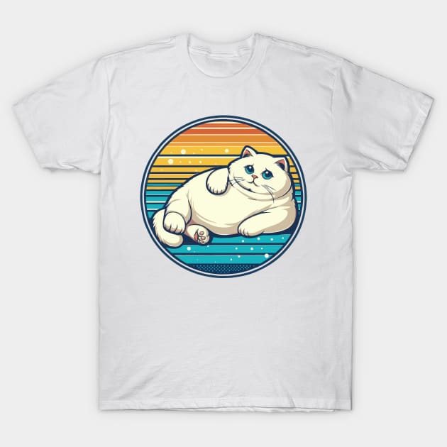 Thick Fat White Cat with Blue Eyes T-Shirt by Kalle
